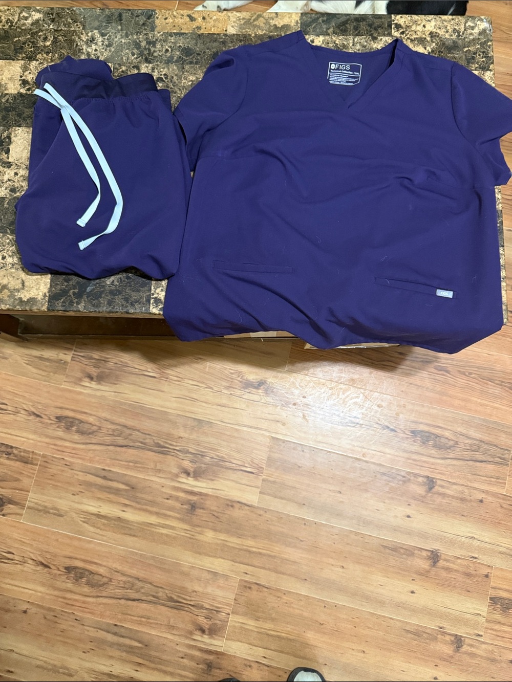 Figs Women's Purple Scrub Set with grey Drawstrings